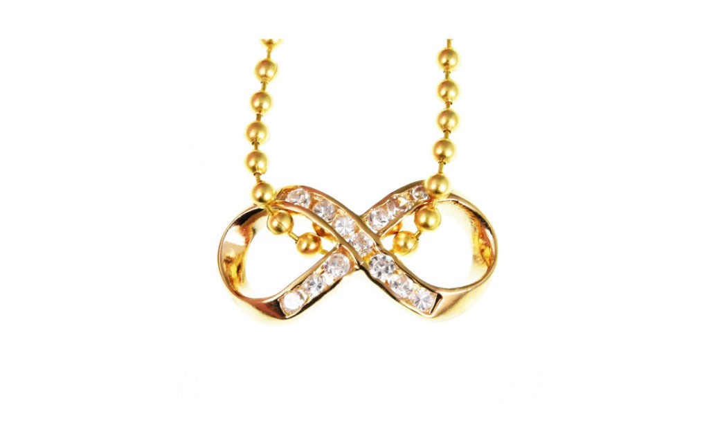14K Yellow Gold Over Sterling Silver 3Ct White Cz Infinity Necklace Gold Plated