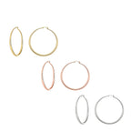 White, Yellow and Rose Gold Plated Hoop Earrings