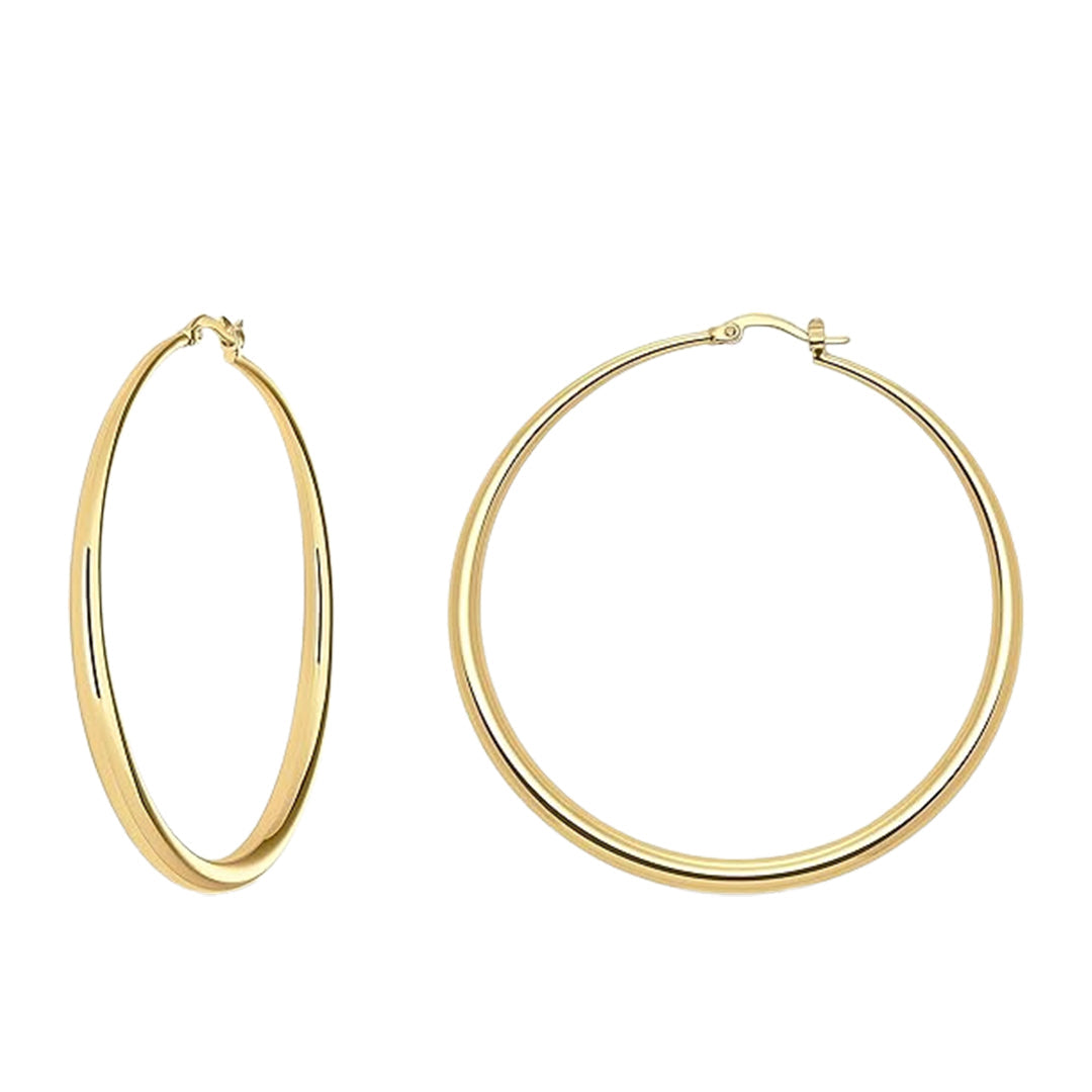 Yellow Gold Plated Hoop Hinged Earrings