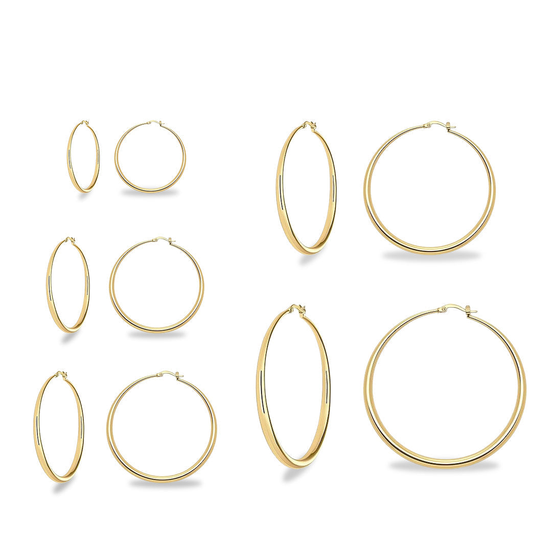 Yellow Gold Plated Hoop Hinged Earrings