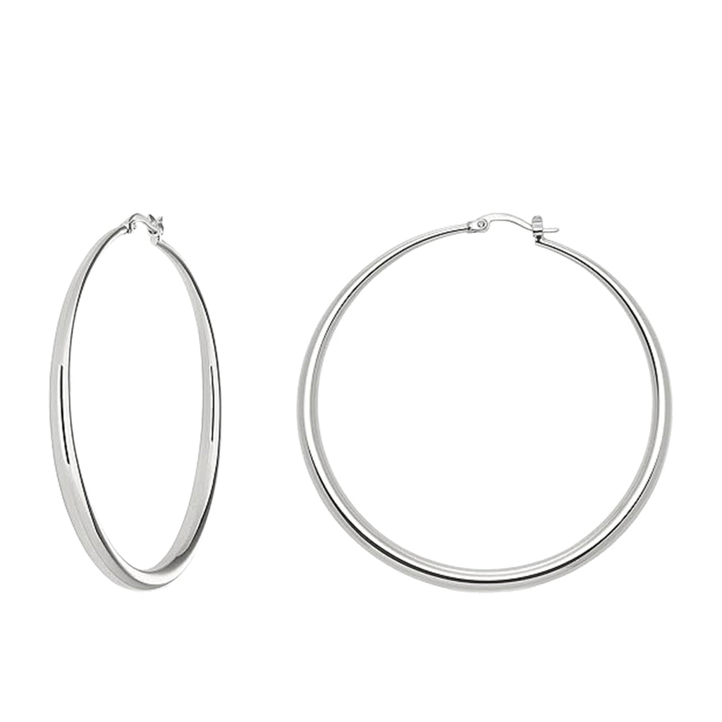 White Gold Plated Hoop Hinged Earrings