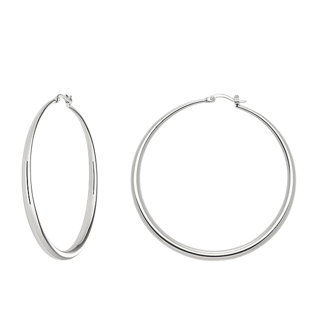 White Gold Plated Hoop Hinged Earrings