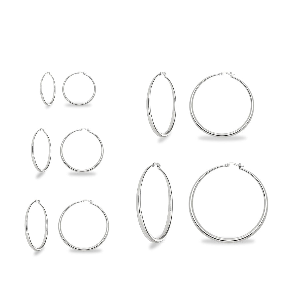 White Gold Plated Hoop Hinged Earrings