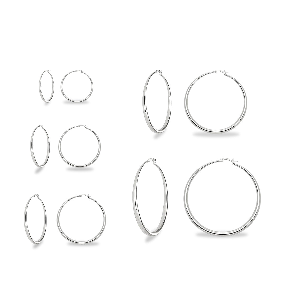 White Gold Plated Hoop Hinged Earrings