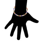 10k White Gold 7 Cttw Created Multi Color Round Adjustable Tennis Plated Bracelet