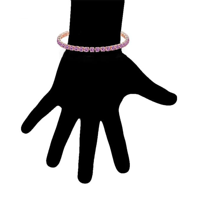 10k Rose Gold 7 Cttw Created Amethyst Round Adjustable Tennis Plated Bracelet