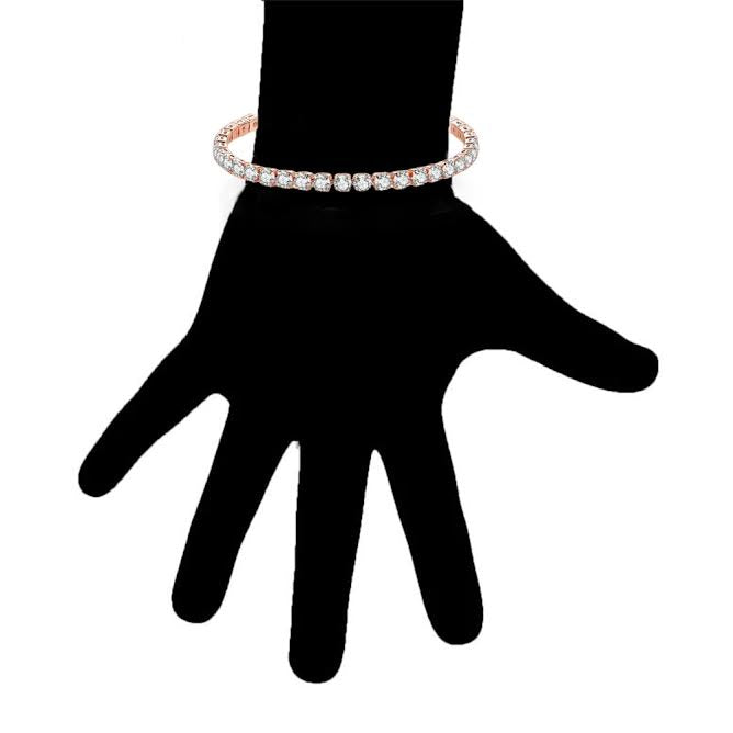 18k Rose Gold 6 Cttw Created Cubic Zirconia Round Adjustable Tennis Plated Bracelet