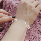 10k Rose Gold 6 Cttw Created Cubic Zirconia Round Adjustable Tennis Plated Bracelet