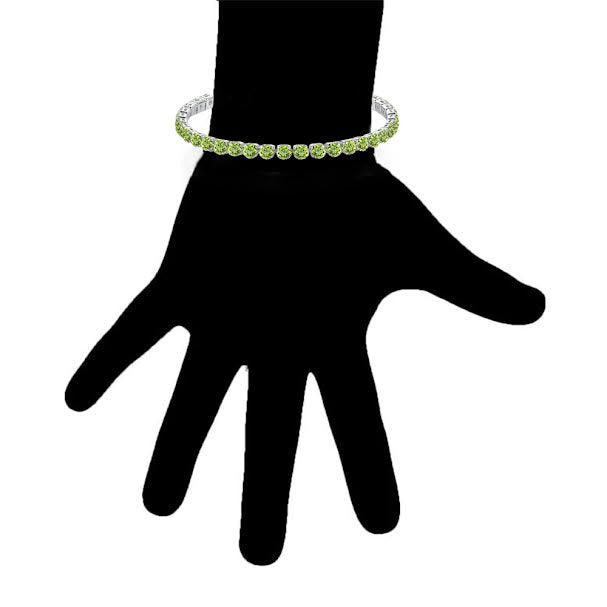 10k White Gold 6 Cttw Created Peridot Round Adjustable Tennis Plated Bracelet