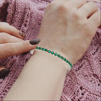 10k Rose Gold 6 Cttw Created Emerald Round Adjustable Tennis Plated Bracelet
