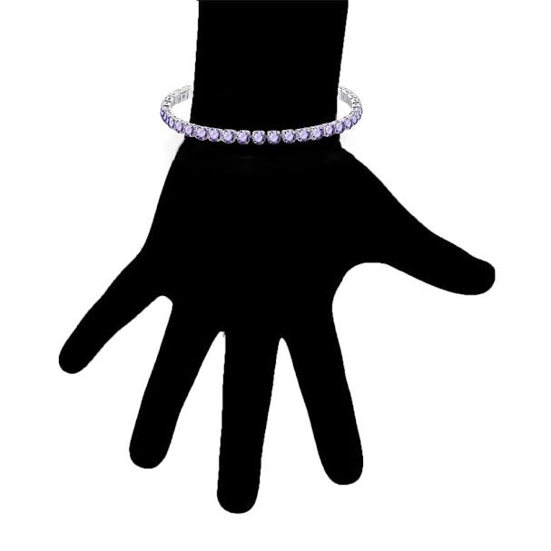 10k White Gold 6 Cttw Created Tanzanite Round Adjustable Tennis Plated Bracelet