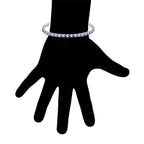 10k White Gold 6 Cttw Created Tanzanite Round Adjustable Tennis Plated Bracelet