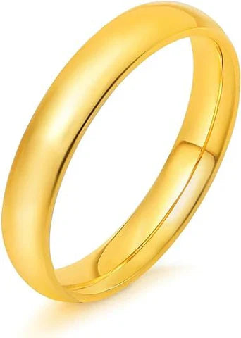 DiamondX 24K Yellow Gold High Polish Classic Wedding Ring 4mm Women And Men Plated Size - 6