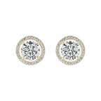 DiamondX 18K Yellow Gold Created White Sapphire 4Ct Halo Round Stud Earrings Plated