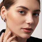 DiamondX 18K White Gold Created Amethyst 3Ct Emerald Cut Huggie Hoop Earrings Plated