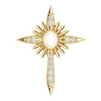 14K Yellow Gold Oval .06 CTW Natural Diamond Semi-Set Nativity Cross Pendant
