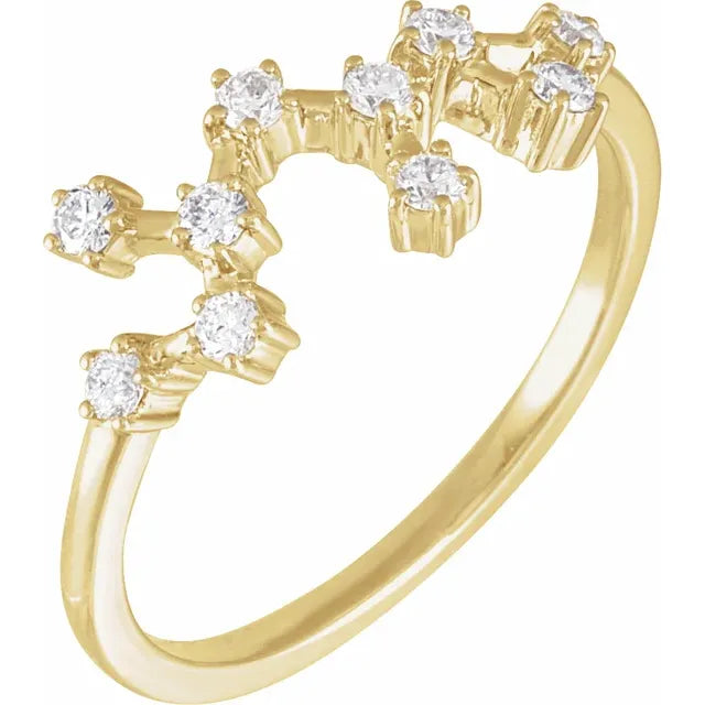 14K Yellow Gold 1/4 CTW Natural Diamond Sagittarius Constellation Ring