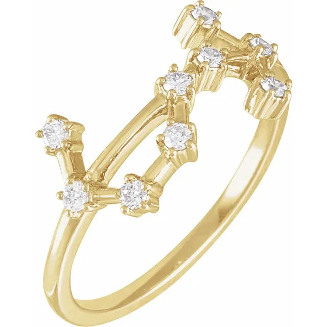 14K Yellow Gold 1/5 CTW Natural Diamond Scorpio Constellation Ring