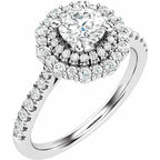 14K White Gold 5.2 mm Round 1/2 CTW Natural Diamond Semi-Set Halo-Style Engagement Ring