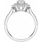 14K White Gold 6.5 mm Round 1/2 CTW Natural Diamond Semi-Set Halo-Style Engagement Ring