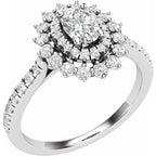 14K White Gold 6x4 mm Oval 1/2 CTW Natural Diamond Semi-Set Halo-Style Engagement Ring