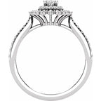 14K White Gold 6x4 mm Oval 1/2 CTW Natural Diamond Semi-Set Halo-Style Engagement Ring