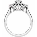 14K White Gold 8x6 mm Oval 1/2 CTW Natural Diamond Semi-Set Halo-Style Engagement Ring