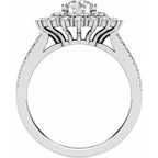 14K White Gold 6.5 mm Round 1 CTW Natural Diamond Semi-Set Engagement Ring