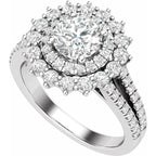 14K White Gold 6.5 mm Round 1 CTW Natural Diamond Semi-Set Engagement Ring