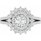 14K White Gold 6.5 mm Round 1 CTW Natural Diamond Semi-Set Engagement Ring