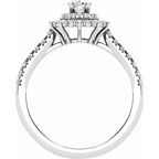 14K White Gold Oval 1/2 CTW Natural Diamond Semi-Set Engagement Ring