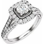 14K White Gold Round 5/8 CTW Natural Diamond Semi-Set Engagement Ring