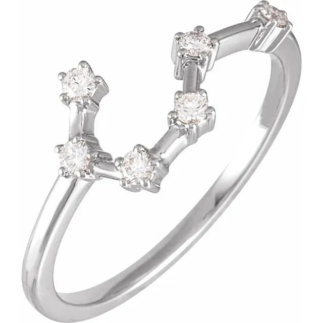 14K White Gold 1/10 CTW Natural Diamond Aquarius Constellation Ring