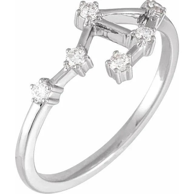 14K White Gold 1/6 CTW Natural Diamond Libra Constellation Ring