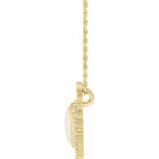 14K Yellow Gold Natural White Opal & 1/6 CTW Natural Diamond 16-18" Necklace