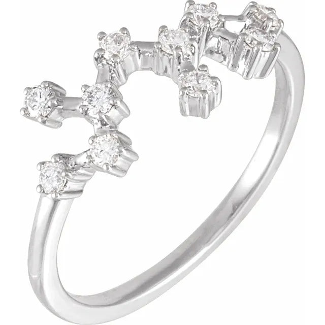 14K White Gold 1/5 CTW Natural Diamond Scorpio Constellation Ring