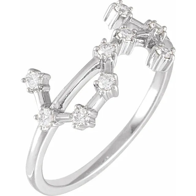 14K White Gold 1/5 CTW Natural Diamond Scorpio Constellation Ring