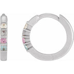 14K White Gold Round 4-Stone Family Hoop Earring Mounting