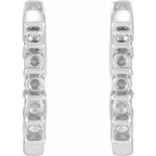 14K White Gold Round 5-Stone Family Hoop Earring Mounting
