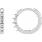 14K White Gold Round 5-Stone Family Hoop Earring Mounting