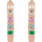 14K Rose Gold Round 5-Stone Family Hoop Earring Mounting