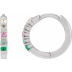 14K White Gold Round 5-Stone Family Hoop Earring Mounting