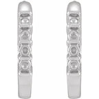 14K White Gold Round 4-Stone Family Hoop Earring Mounting