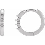 Sterling Silver Round 3-Stone Family Hoop Earring Mounting