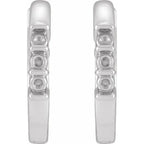 14K White Gold Round 3-Stone Family Hoop Earring Mounting