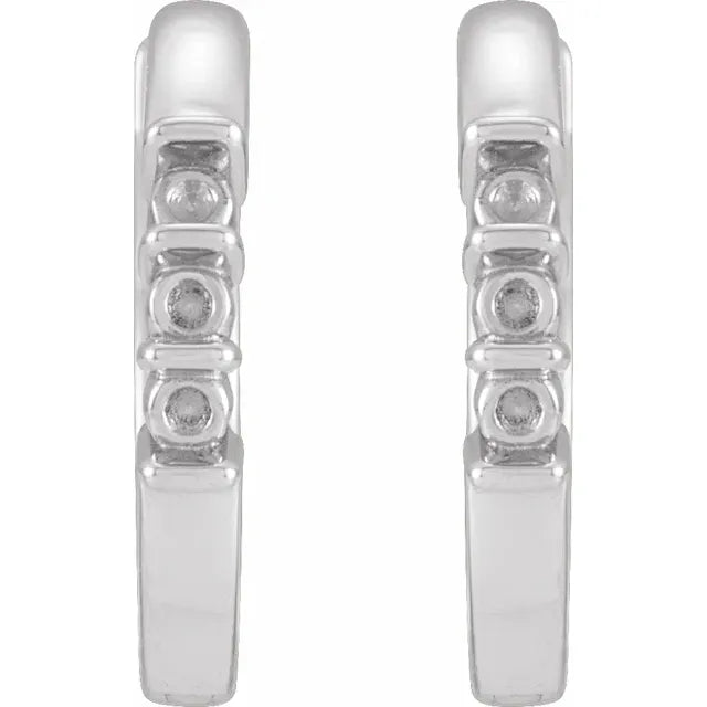 Sterling Silver Round 3-Stone Family Hoop Earring Mounting