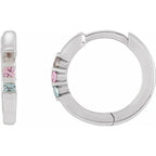 14K White Gold Round 3-Stone Family Hoop Earring Mounting