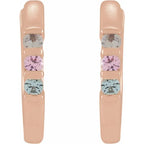 14K Rose Gold Round 3-Stone Family Hoop Earring Mounting