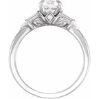 14K White Gold 6.5 mm Round 1/3 CTW Natural Diamond Semi-Set Engagement Ring