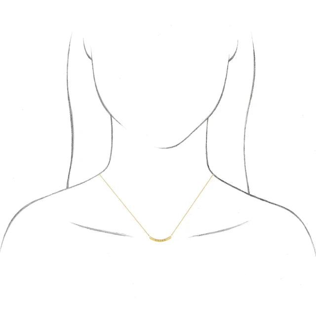 14K Yellow Gold Engravable Curved Bar 18" Necklace